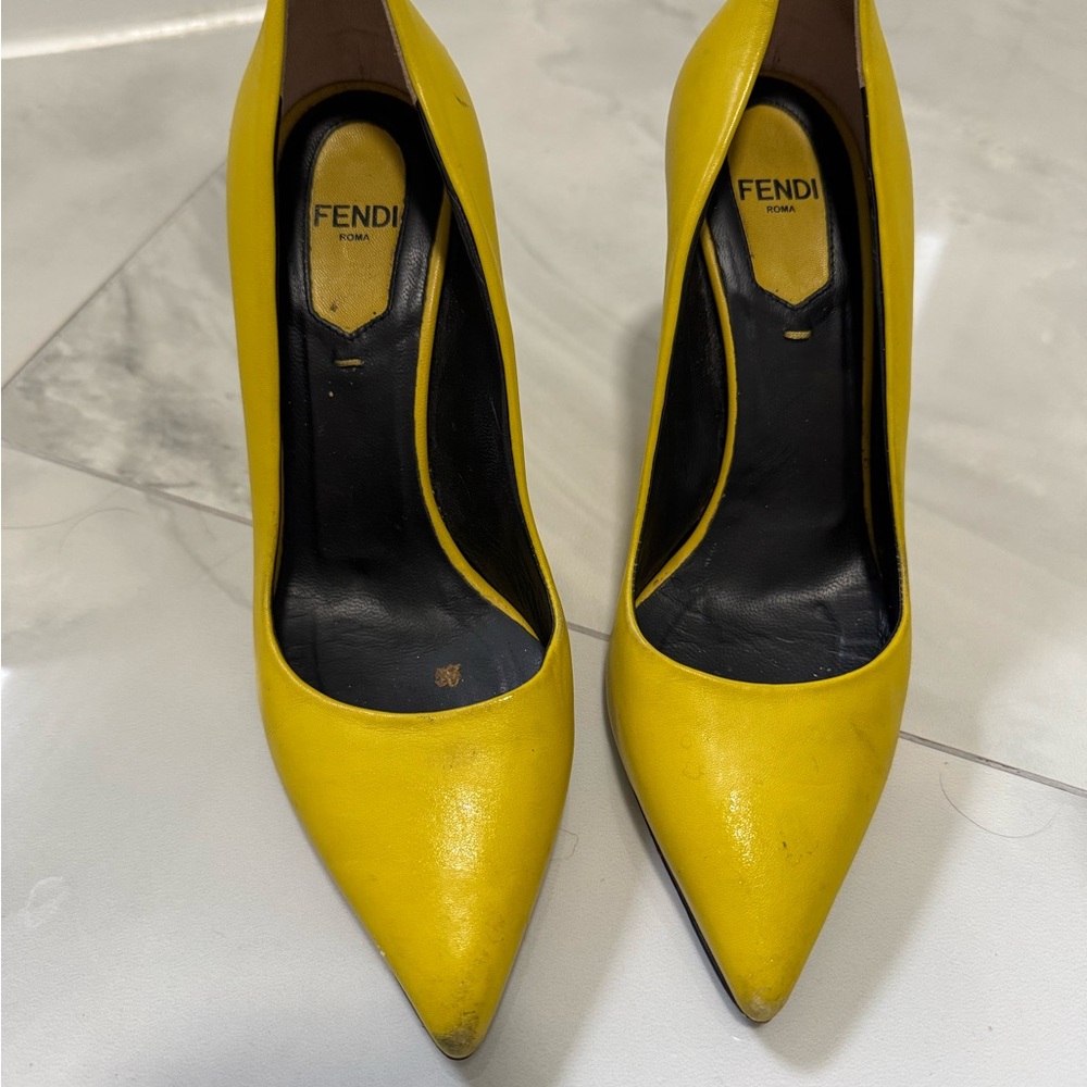 Fendi Yellow Leather Heels